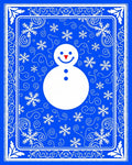 Winter Blue Snowman Snowflake Border Rug