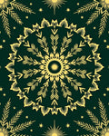 Golden Sunburst Mandala Botanical Pattern Rug