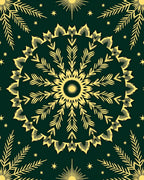 Golden Sunburst Mandala Botanical Pattern Rug