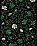 Emerald Bloom and White Flower Garden Rug