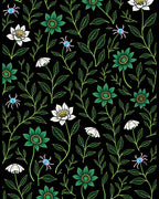 Emerald Bloom and White Flower Garden Rug