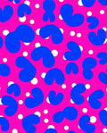 Bold Blue Organic Shapes On Pink Rug