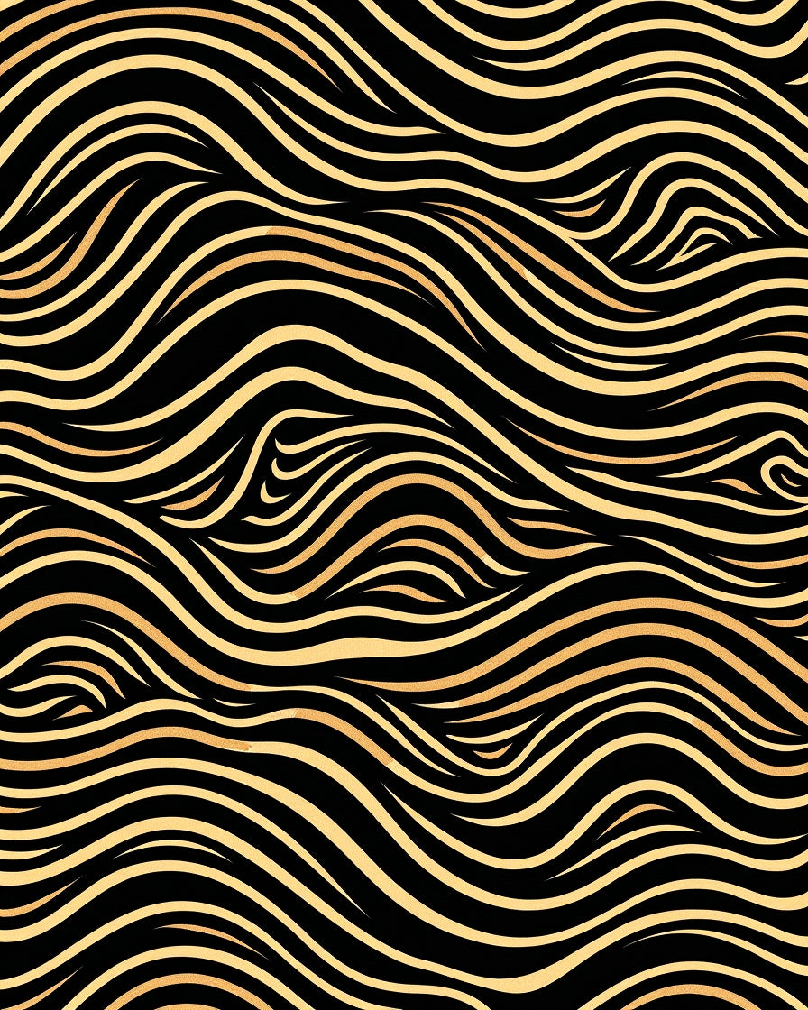 Elegant Gold Wave Pattern Rug