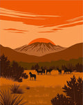 Sunset Herd With Mountain Panorama Rug