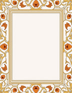 Golden Floral Ornate Border Design Rug