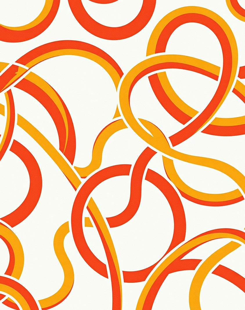 Geometric Orange Yellow Interlocking Loops Rug
