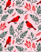 Red Cardinal With Green Foliage Pattern Rug