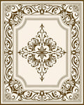 Ornate Brown Cream Scroll Medallion Rug