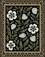 Shell Floral Botanical Patterned Rug