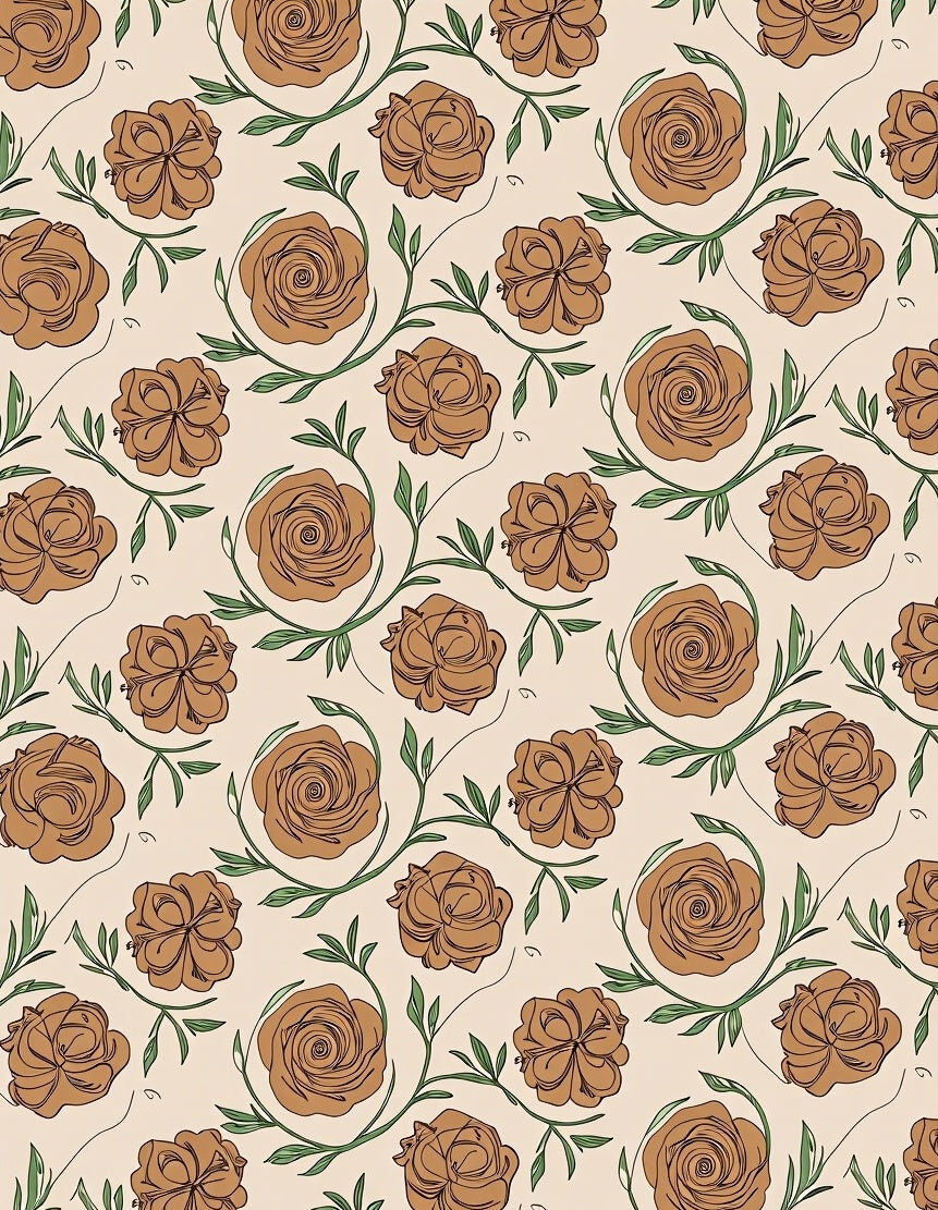 Vintage Rose Vine Pattern Rug