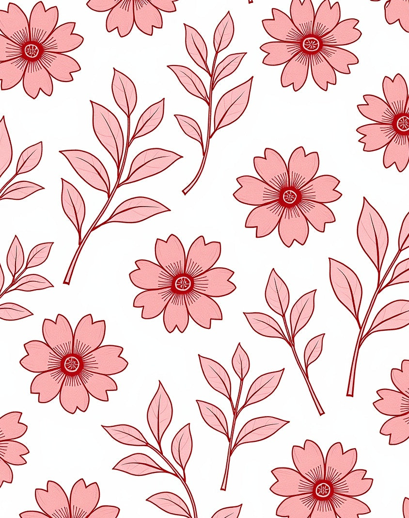 Pink Floral Branches Pattern Rug