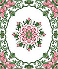 Pink Floral Swirl Frame Design Rug