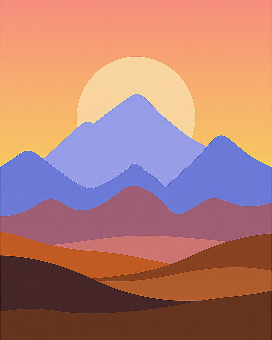 Sunset Mountain Layers Abstract Rug