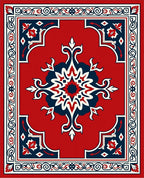 Red Floral Medallion Ornamental Design Rug