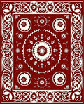 Crimson Mandala Patterned Rug