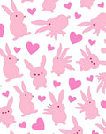 Cute Pink Bunny and Heart Pattern Rug
