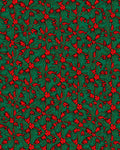 Red Floral Pattern On Green Background Rug