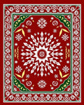 Intricate Red White Floral Medallion Style Rug