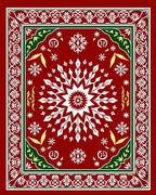 Intricate Red White Floral Medallion Style Rug