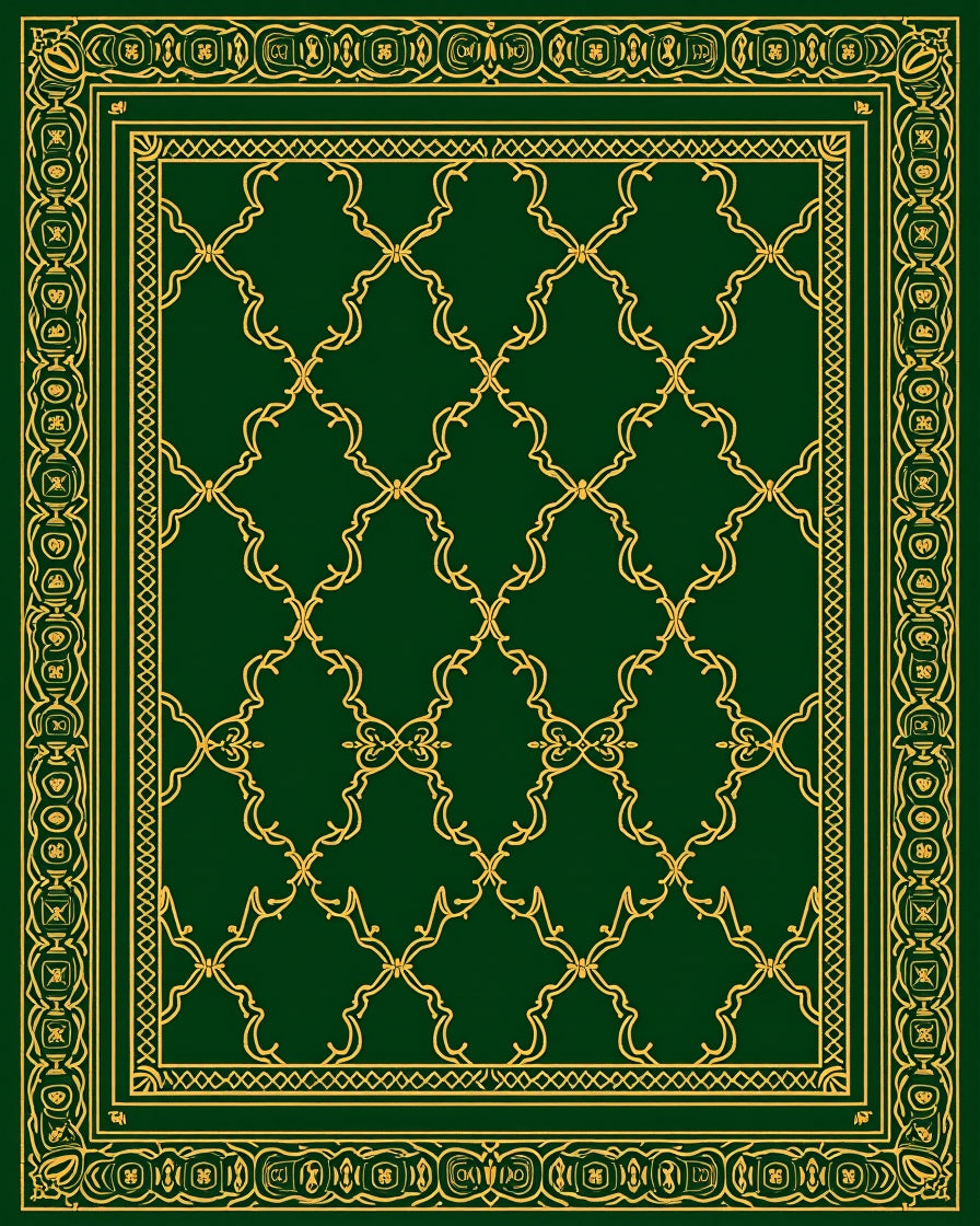 Elegant Golden Lattice Patterned Rug