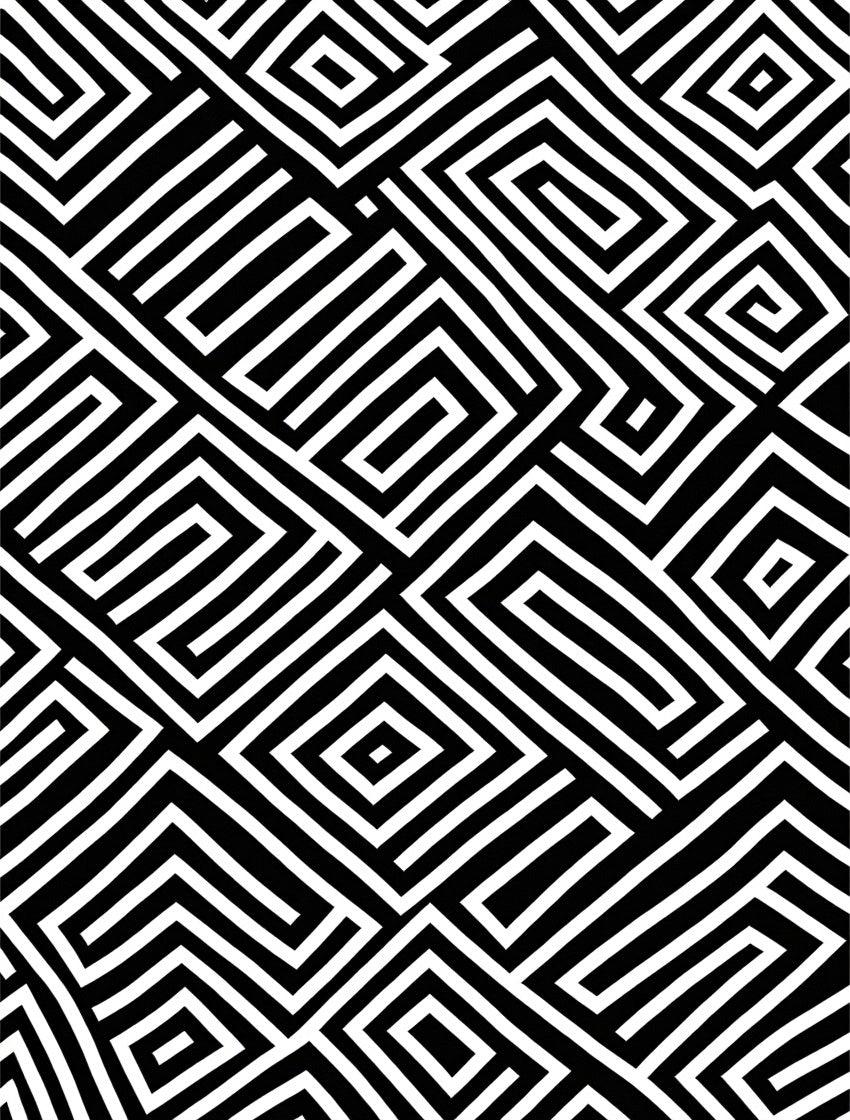 Abstract Geometric Maze Pattern Rug