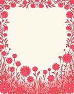 Vibrant Raspberry Floral Border Design Rug