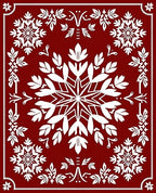 Red Floral Snowflake Mandala Design Rug