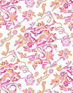 Pink Orange Floral Swirls Pattern Rug