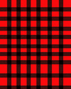 Classic Red Black Plaid Design Rug