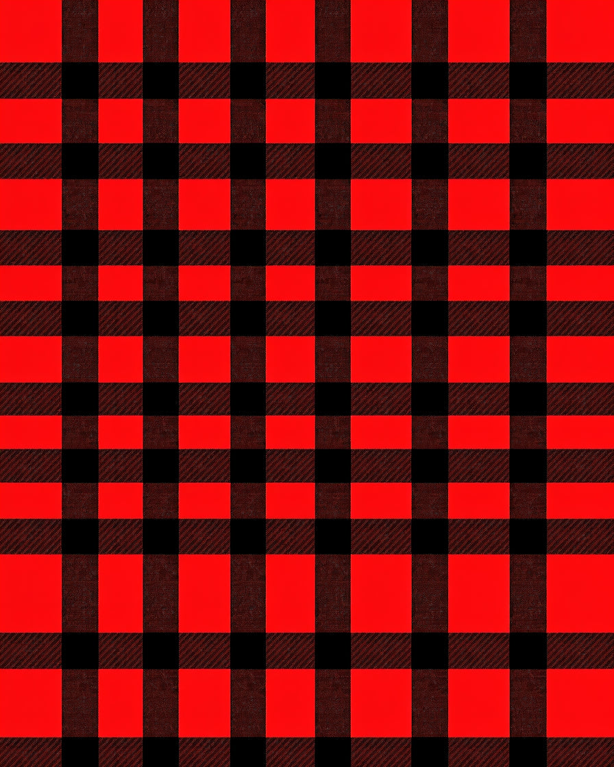 Classic Red Black Plaid Design Rug