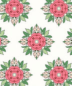 Pink Floral Motif Decorative Pattern Rug