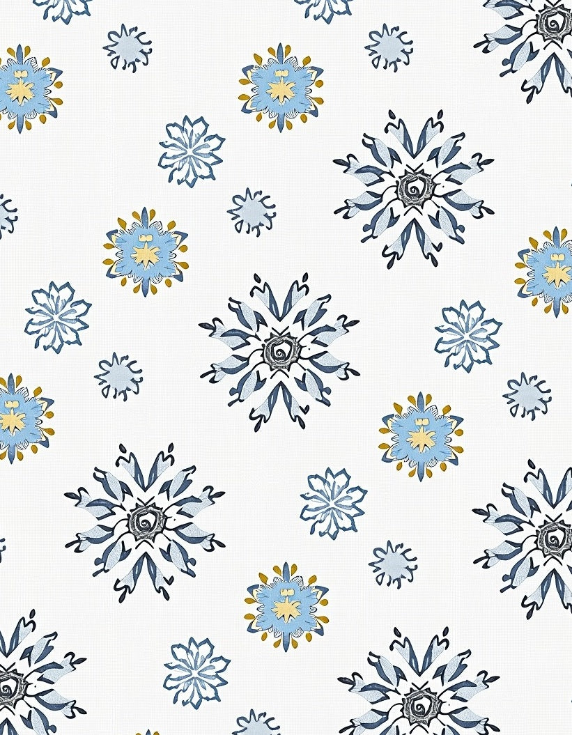 Sky Blue Floral Starburst Arrangement Rug