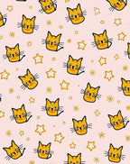 Whimsical Yellow Cat Star Pattern Rug
