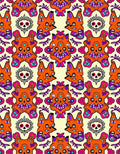 Vibrant Orange Skull Fox Pattern Rug