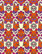 Vibrant Orange Skull Fox Pattern Rug