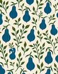Blue Pear Delicate Leaf Pattern Rug