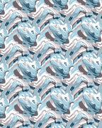 Swirled Blue, Gray, White Abstract Pattern Rug