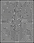 Bold Black White Geometric Maze Rug