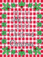 Red Gingham Festive Foliage Pattern Rug