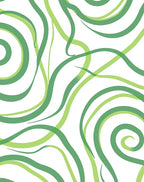 Flowing Green Swirls Pattern Rug
