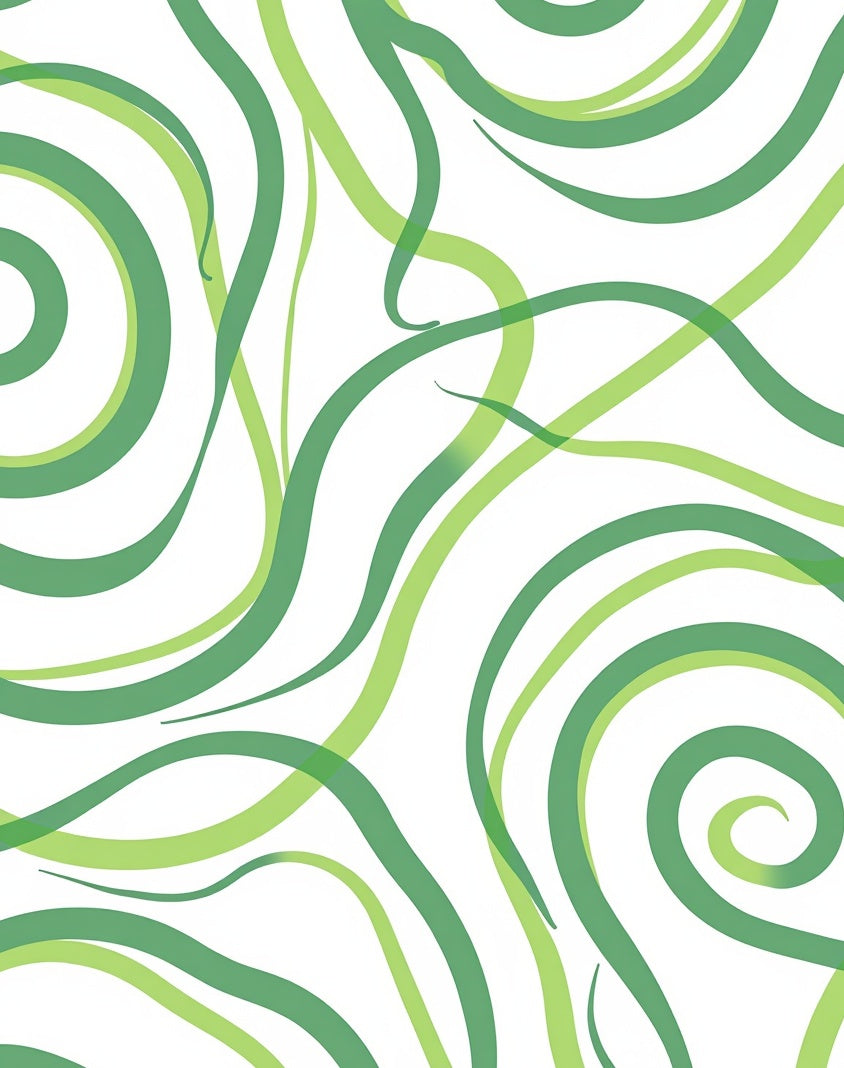Flowing Green Swirls Pattern Rug