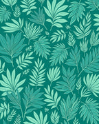 Emerald Tropical Leaf Pattern Rug