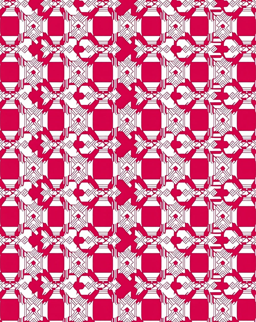 Red Geometric Art Deco Pattern Rug