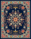Vintage Floral Medallion Border Design Rug