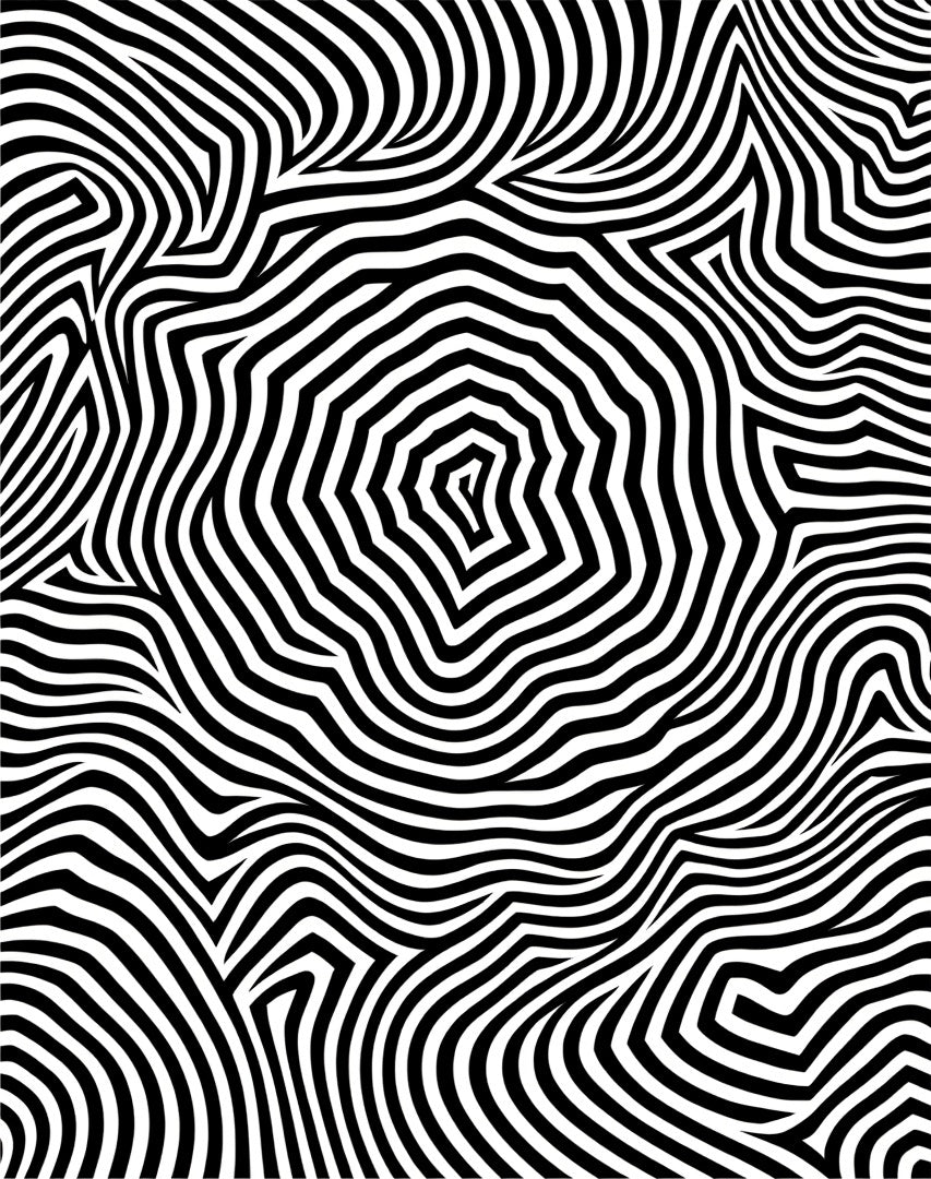 Optical Illusion Black White Waves Rug