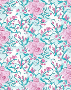 Whimsical Pink Floral Vines Design Rug