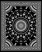 Black White Intricate Mandala Folk Rug