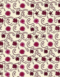 Dark Red Floral Swirl Pattern Rug