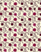 Dark Red Floral Swirl Pattern Rug