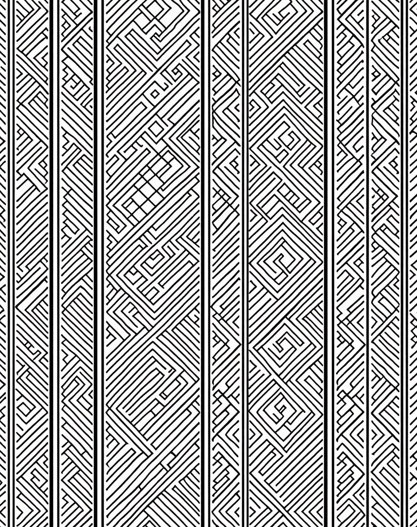 Striped Geometric Maze Pattern Rug